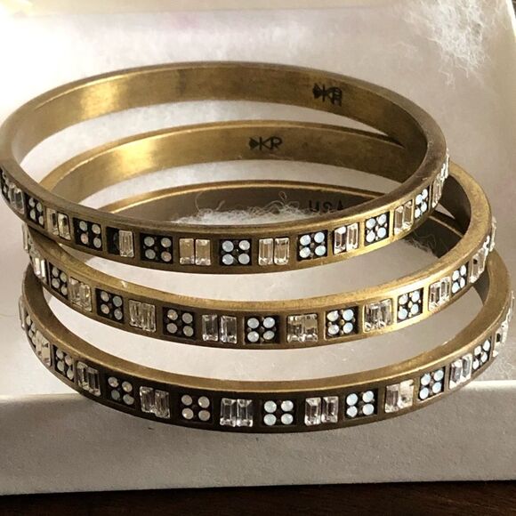 SILPADA Modern MAVEN Swarovski Crystal Accented Brass Bangle NIB - Picture 9 of 13